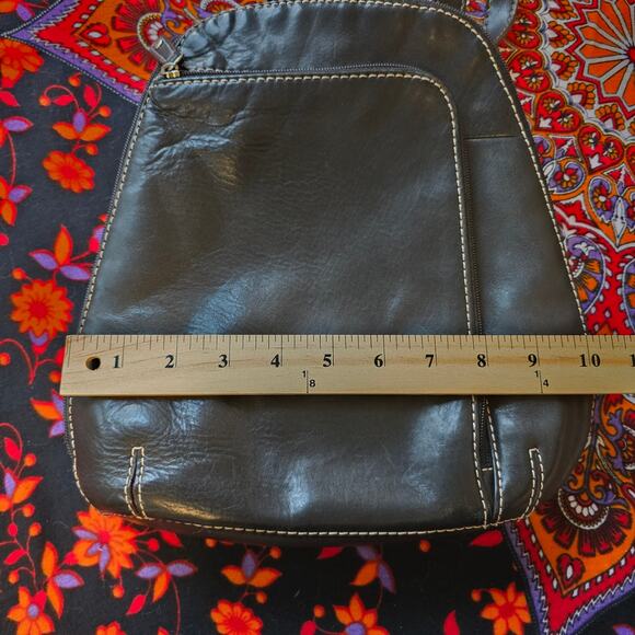 St. Johns Bay Leather Handbag with backpack straps in Black - Picture 12 of 13